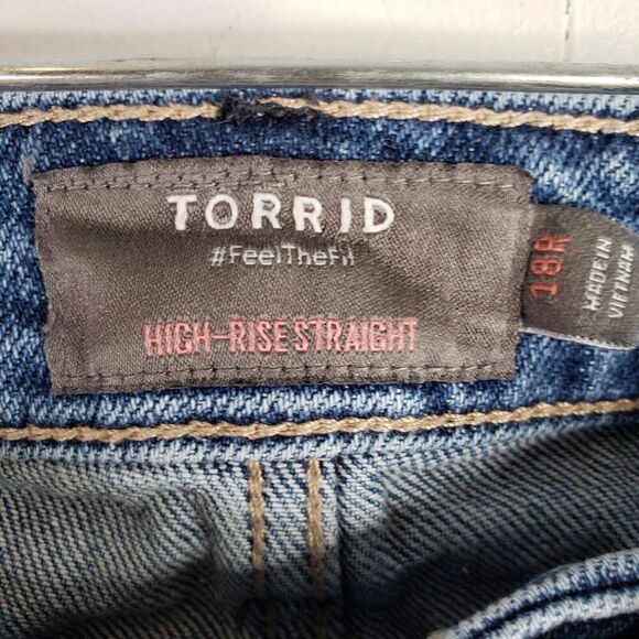 Torrid Jeans Women's Plus Size 18R Light Wash Denim High-Rise Straight Leg - Picture 7 of 11